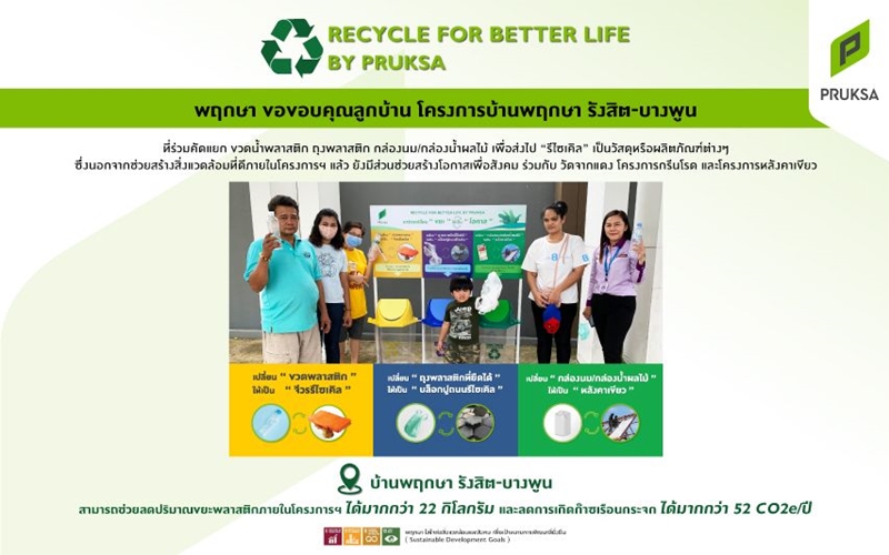 โครงการ Recycle for Better Life By Pruksa